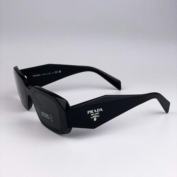 Prada PR17WS 1AB5S0 Sunglasses Black Gray Rectangle Unisex - Picture 8 of 13